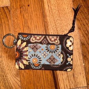 Vera Bradley Brown Floral Zip ID and Card Holder